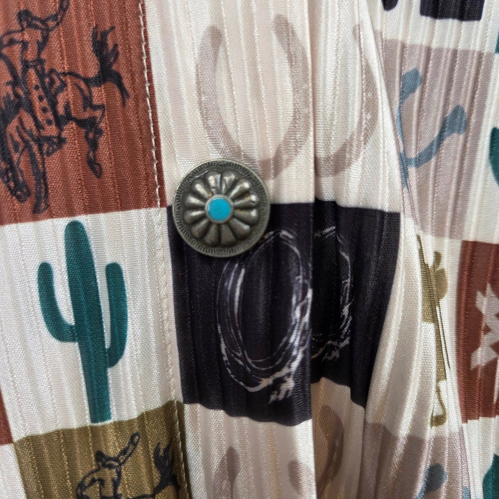 Two Fly Western Ribbed Patchwork Button Down Shir… - image 7